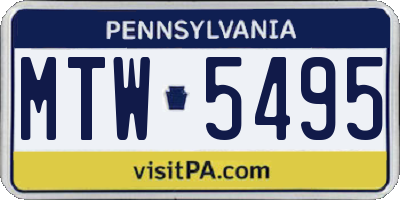 PA license plate MTW5495