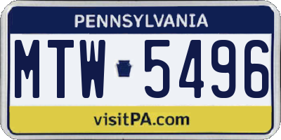 PA license plate MTW5496