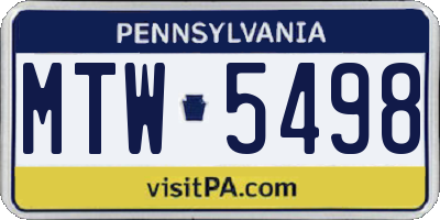PA license plate MTW5498
