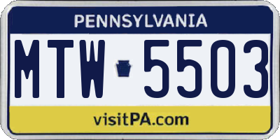 PA license plate MTW5503