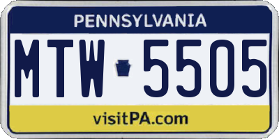 PA license plate MTW5505