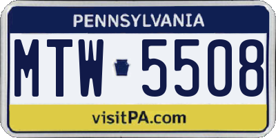 PA license plate MTW5508