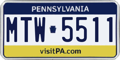 PA license plate MTW5511