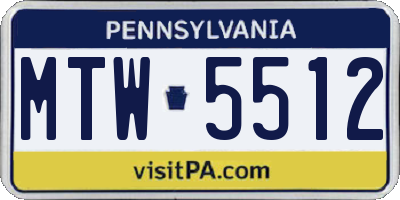 PA license plate MTW5512