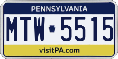 PA license plate MTW5515