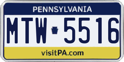 PA license plate MTW5516