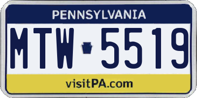 PA license plate MTW5519