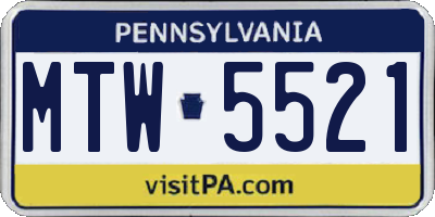 PA license plate MTW5521