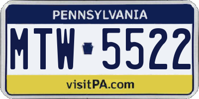 PA license plate MTW5522