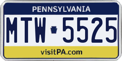 PA license plate MTW5525