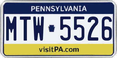 PA license plate MTW5526