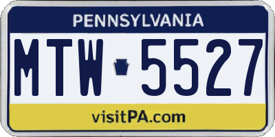 PA license plate MTW5527