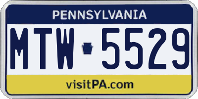 PA license plate MTW5529