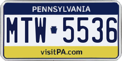 PA license plate MTW5536