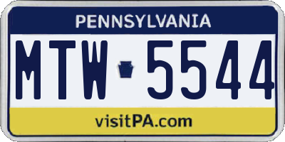 PA license plate MTW5544