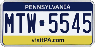 PA license plate MTW5545