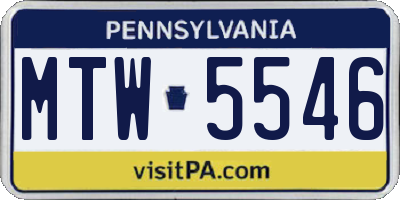 PA license plate MTW5546