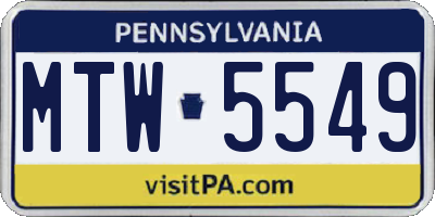 PA license plate MTW5549