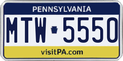 PA license plate MTW5550