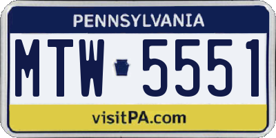 PA license plate MTW5551