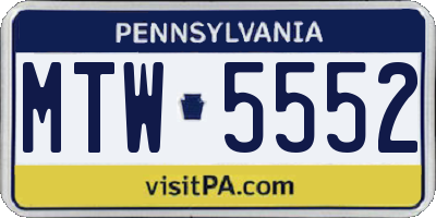 PA license plate MTW5552
