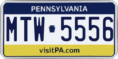 PA license plate MTW5556
