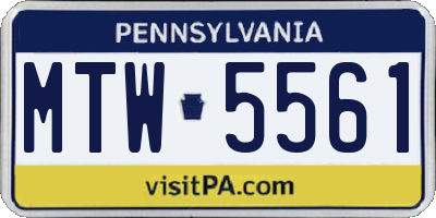 PA license plate MTW5561