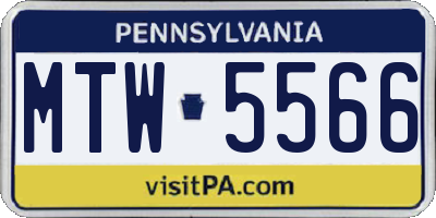 PA license plate MTW5566