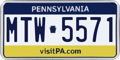 PA license plate MTW5571