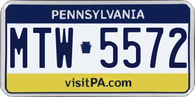 PA license plate MTW5572