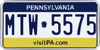 PA license plate MTW5575