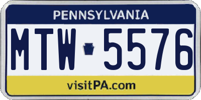 PA license plate MTW5576