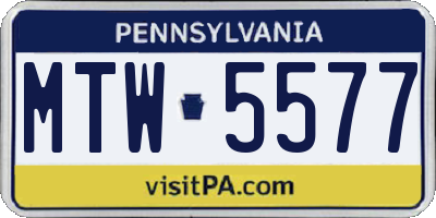 PA license plate MTW5577