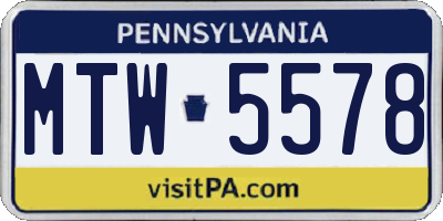 PA license plate MTW5578