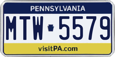 PA license plate MTW5579