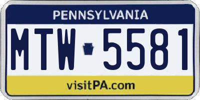 PA license plate MTW5581