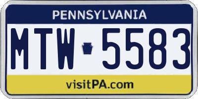 PA license plate MTW5583
