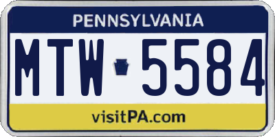 PA license plate MTW5584