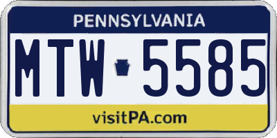 PA license plate MTW5585