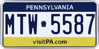 PA license plate MTW5587