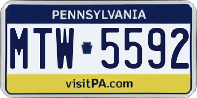 PA license plate MTW5592