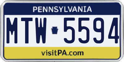 PA license plate MTW5594