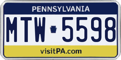 PA license plate MTW5598