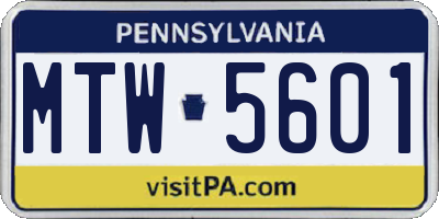 PA license plate MTW5601