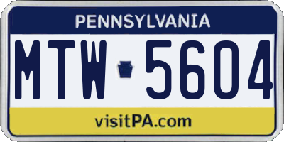PA license plate MTW5604