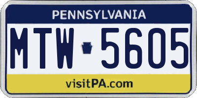 PA license plate MTW5605