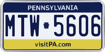 PA license plate MTW5606