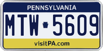 PA license plate MTW5609