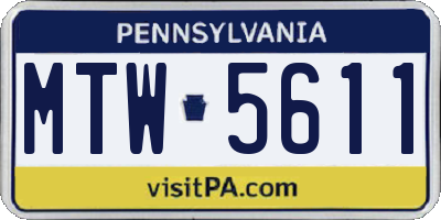 PA license plate MTW5611