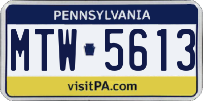 PA license plate MTW5613